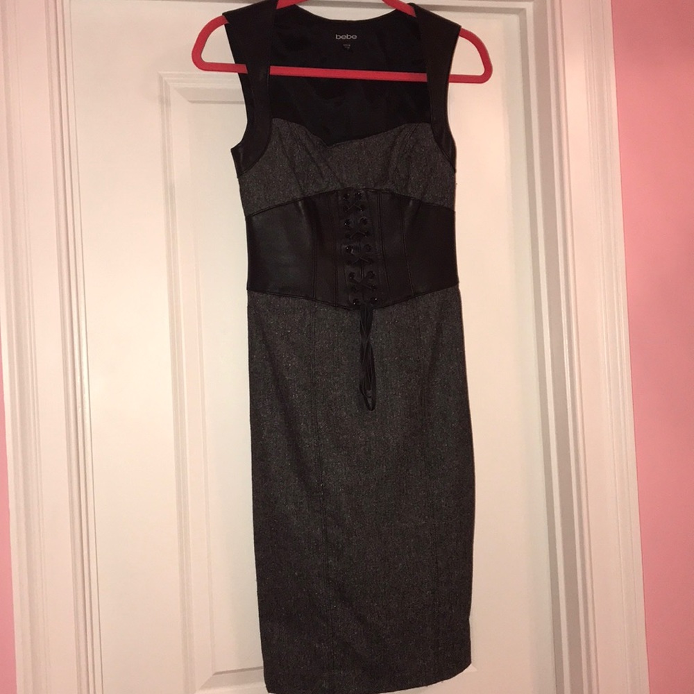 Grey and Leather Dress....Stretchy....Fitted 😀